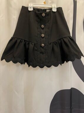 J.ING Black Scalloped Ruffle Hem Mini Skirt